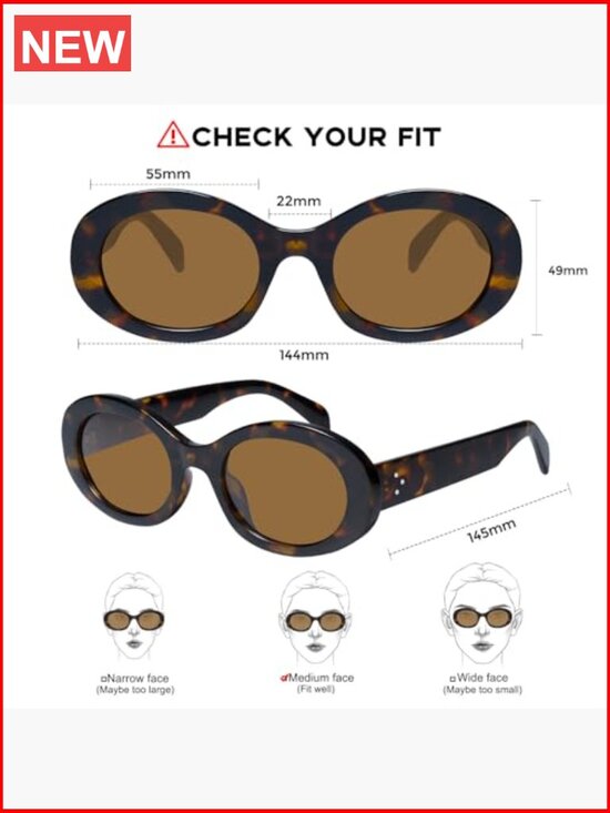 Oval Retro Trendy Sunglasses with UV400 Protection
